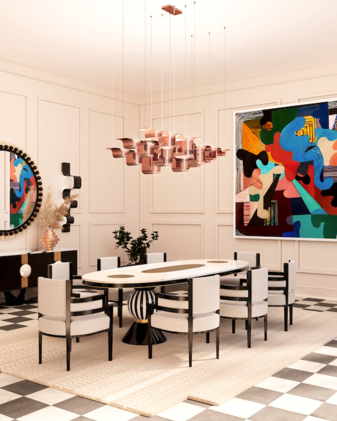 Unique furniture design for art deco or a modern dining room decor by HOMMÉS Studio