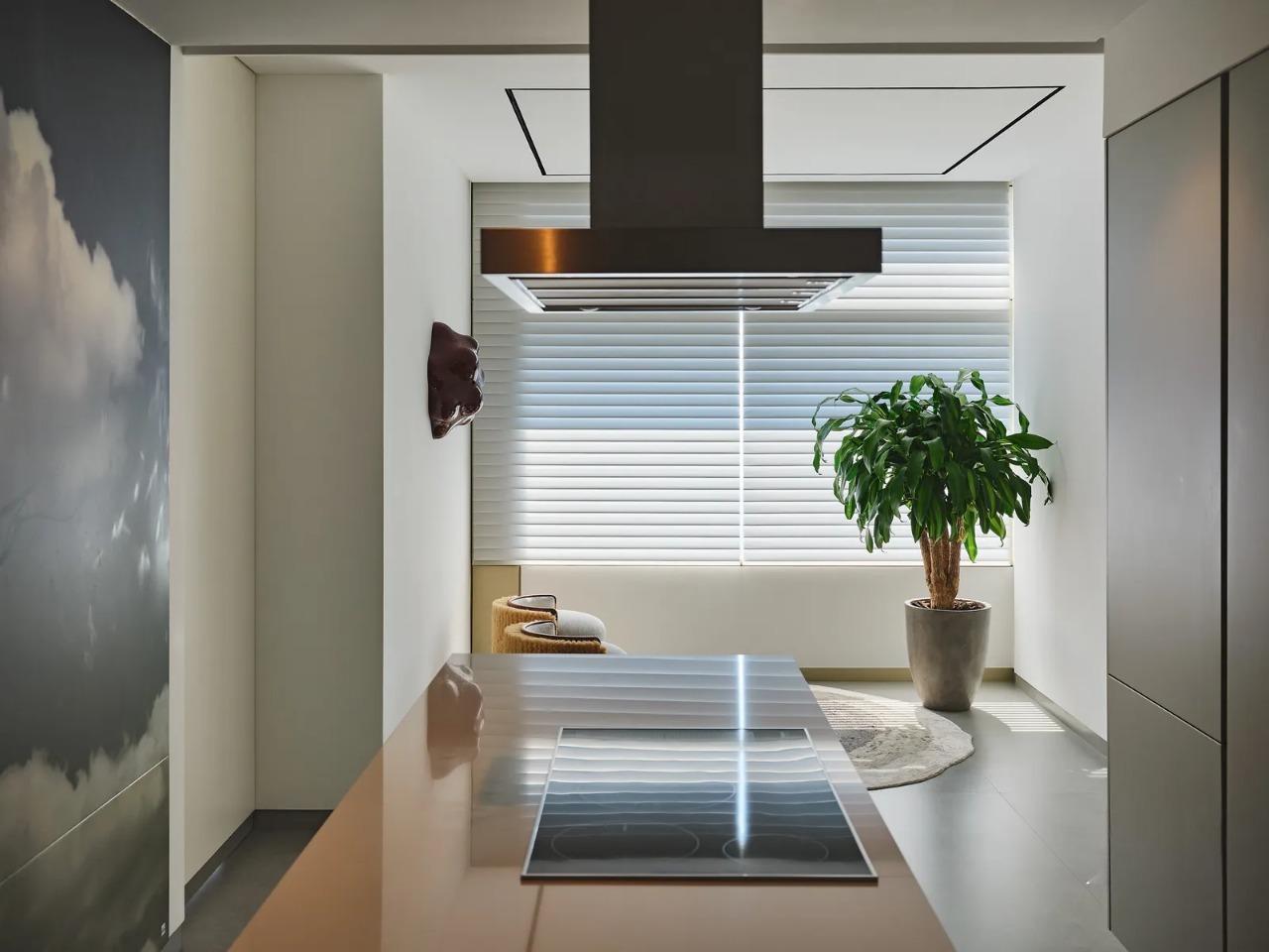 Dubai Penthouse: Minimalist Luxury Meets Nature’s Calm,  kitchen with minimalist style