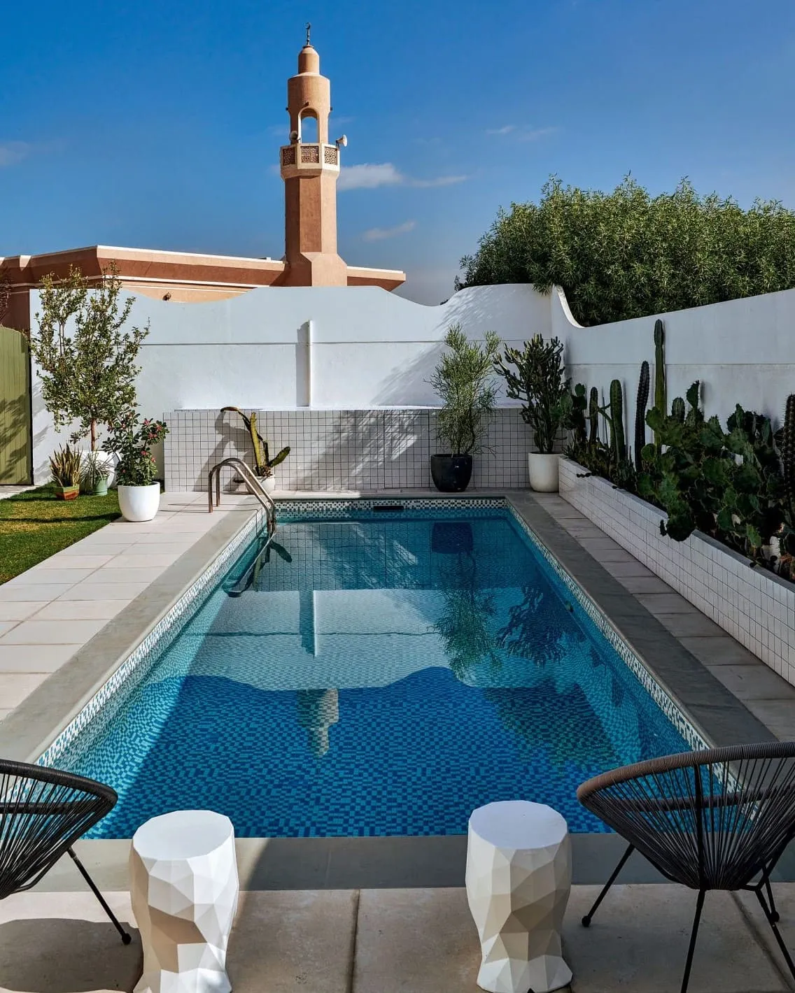 The pool area of the mediterranean house
