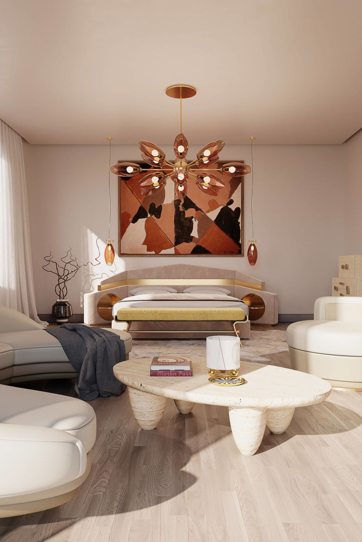 romantic bedroom design in neutral tones