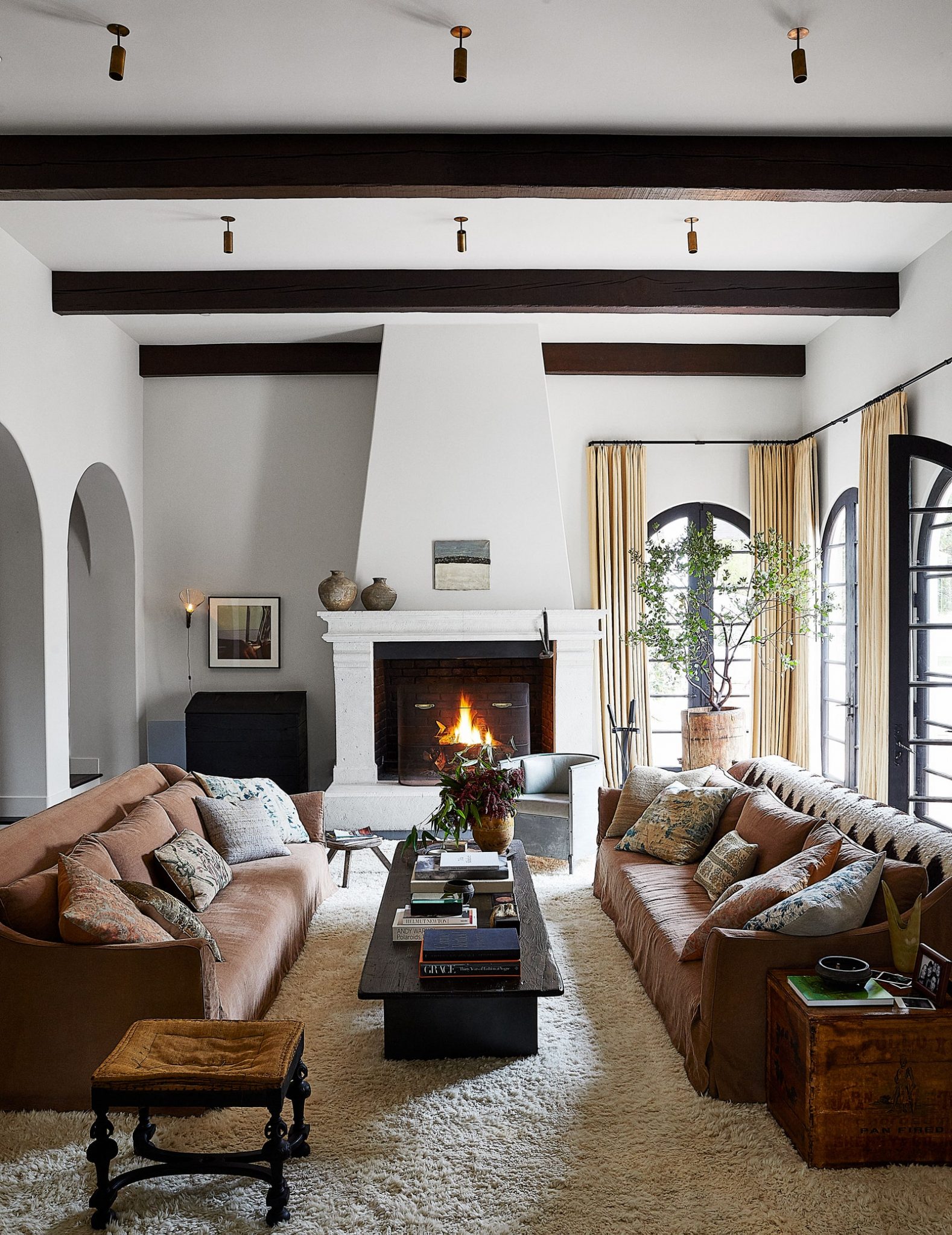 warm living room with a fireplace