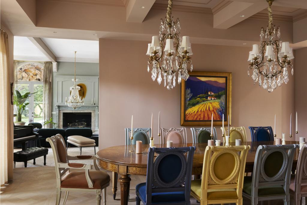 Opulent and colorful dining room