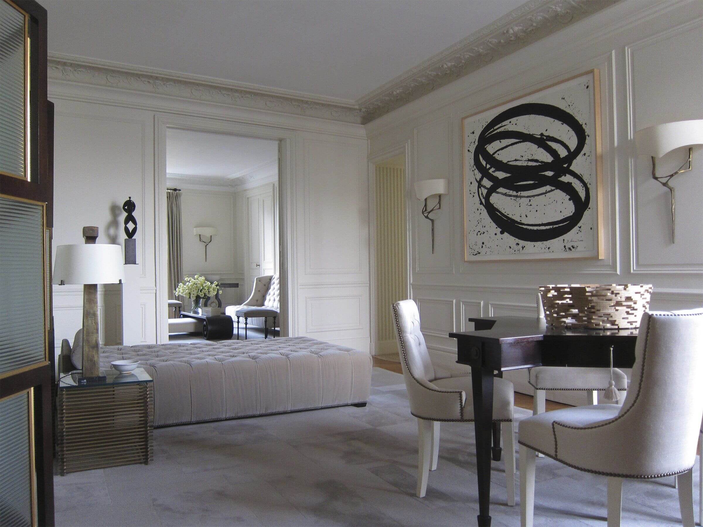 all white luxury bedroom in paris