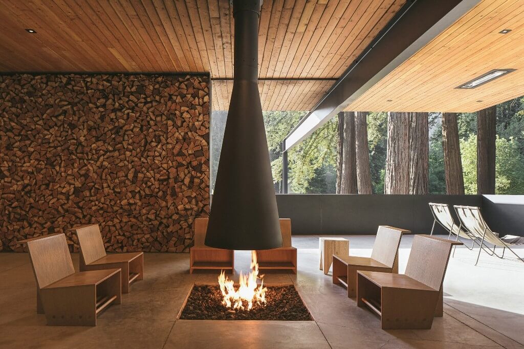 9 Modern Outdoor Spaces With Warming, Mid Century Modern Wood Fire Pit Design