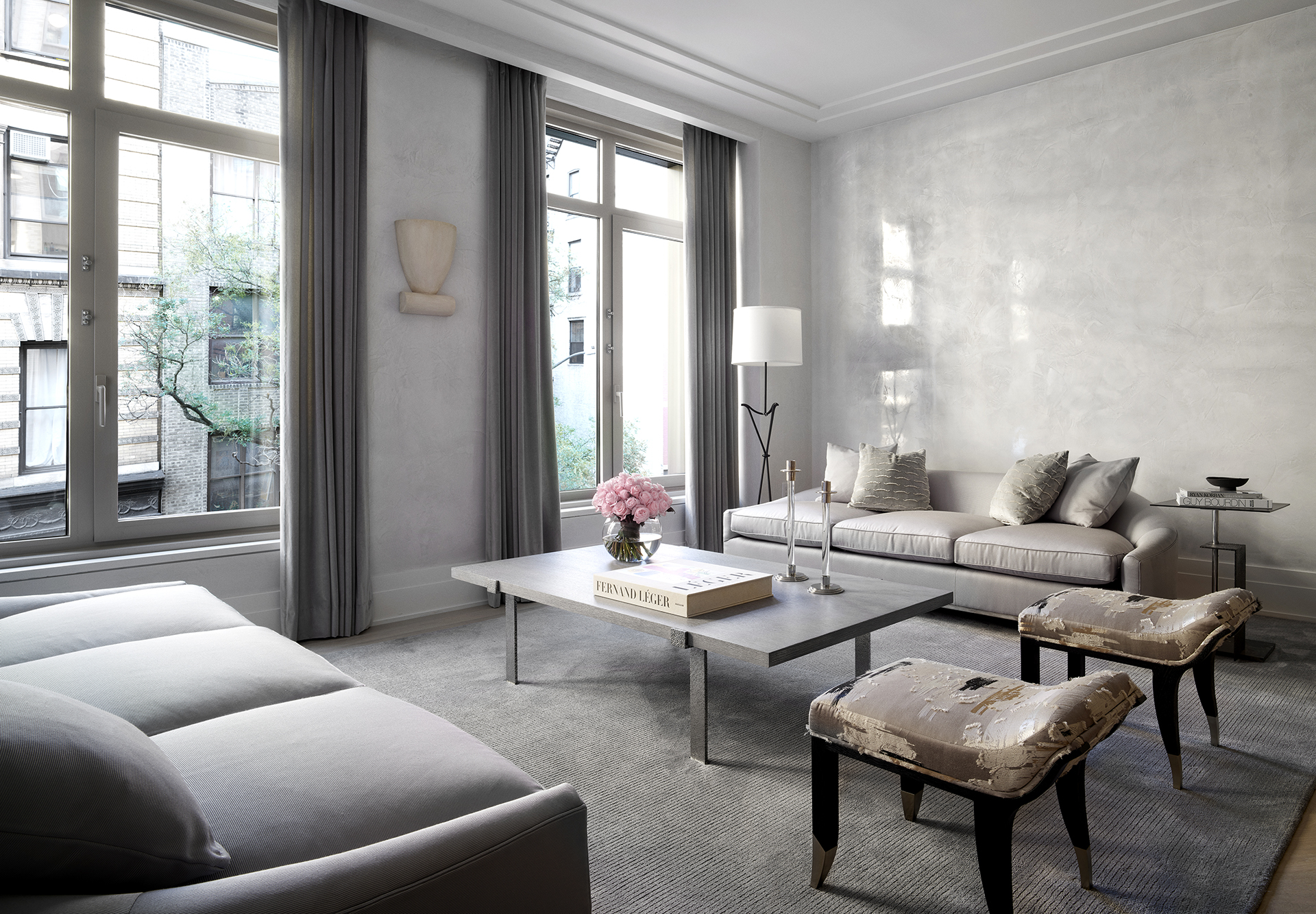 Contemporary living room in grey tones