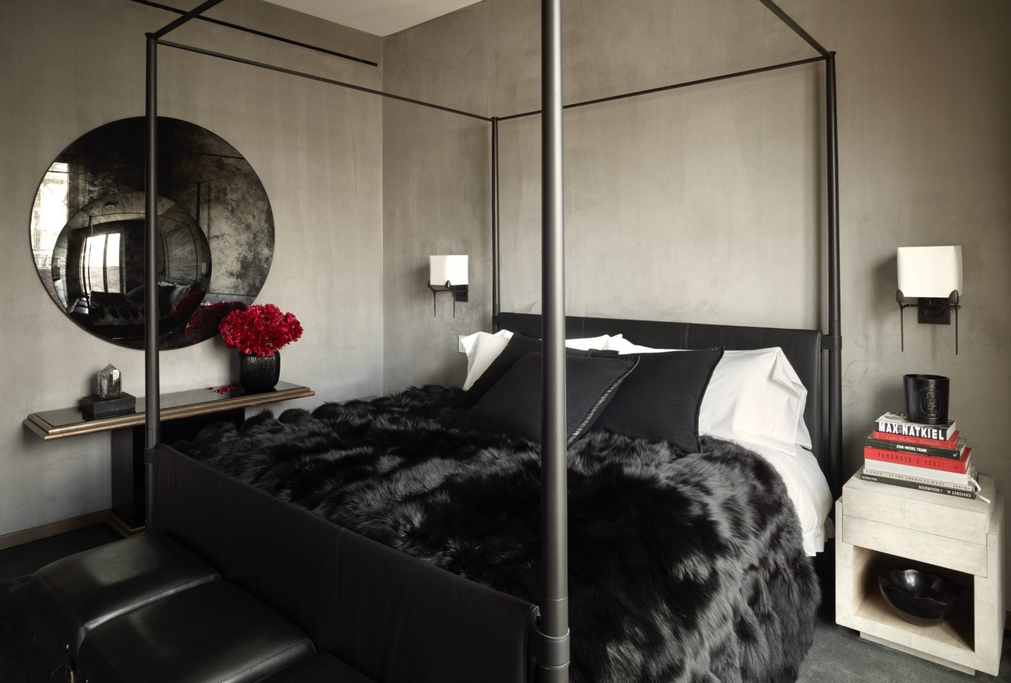 Modern bedroom in a black color scheme