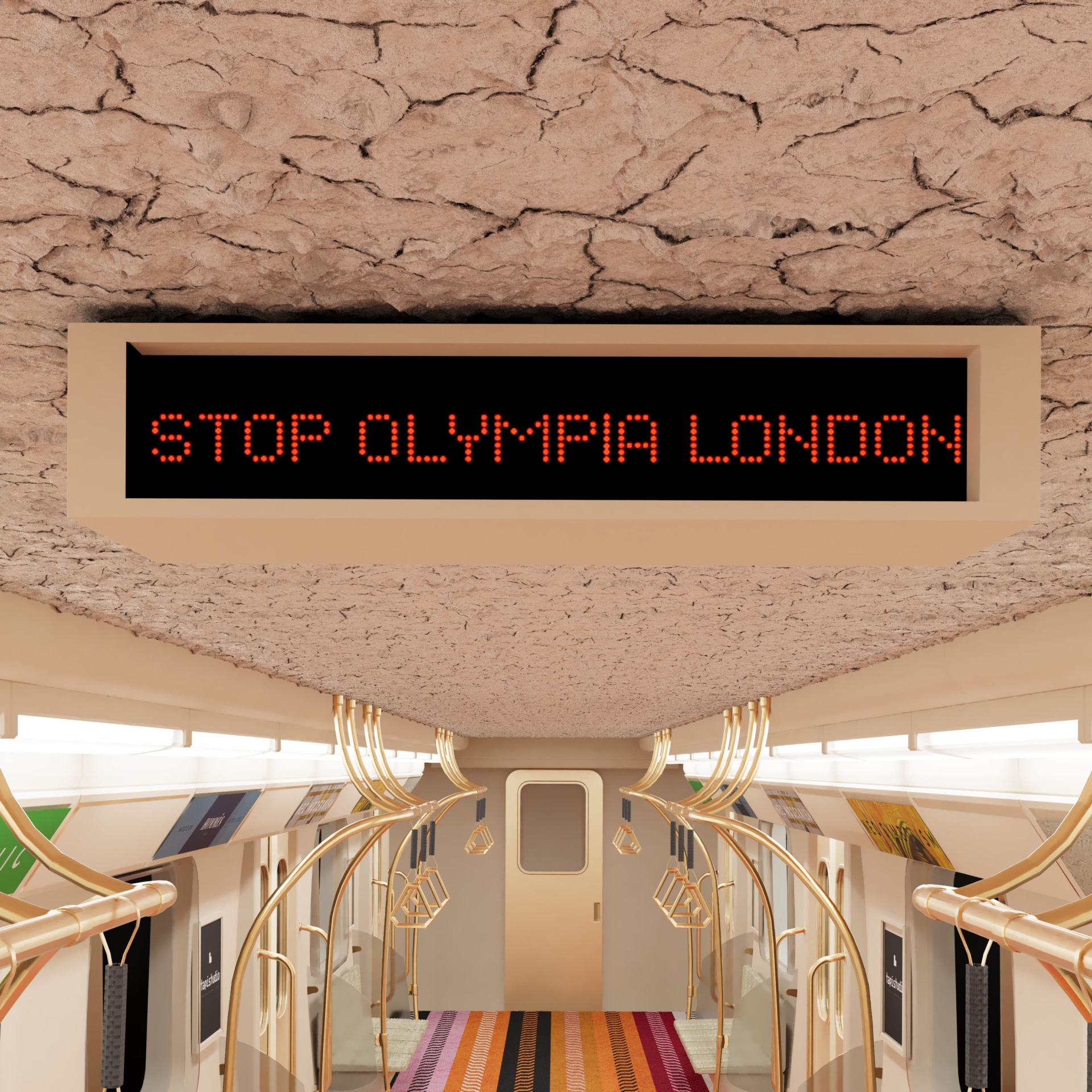 decorex 2022: interior of a subway with a signal for the next stop Olympia London