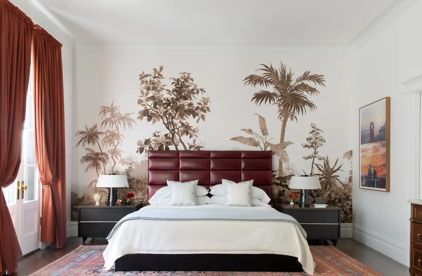 Sepia toned main bedroom of a contemporary home design