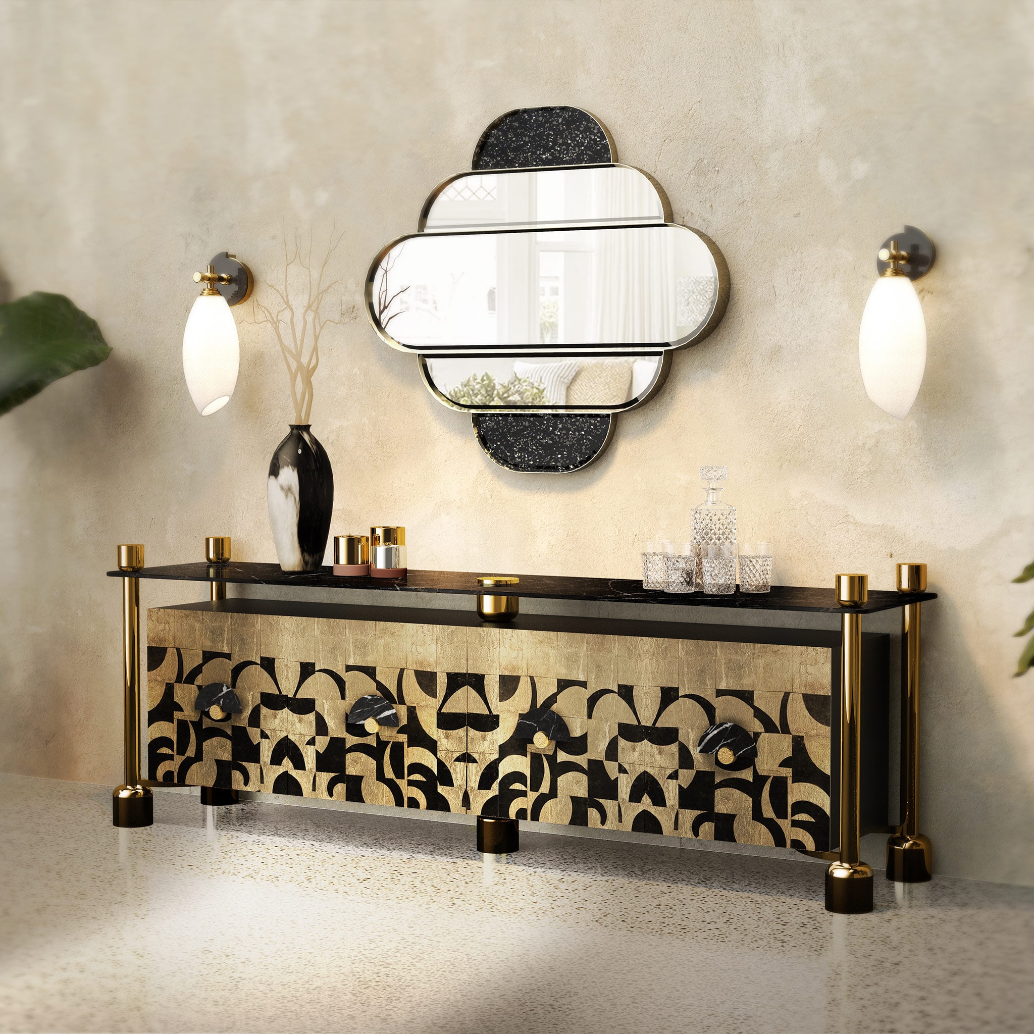 Lush decorative wall mirror by Hommés Studio