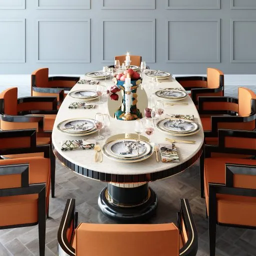 Table repas fusion pied X métal Couture DIMENSION 180X77X100