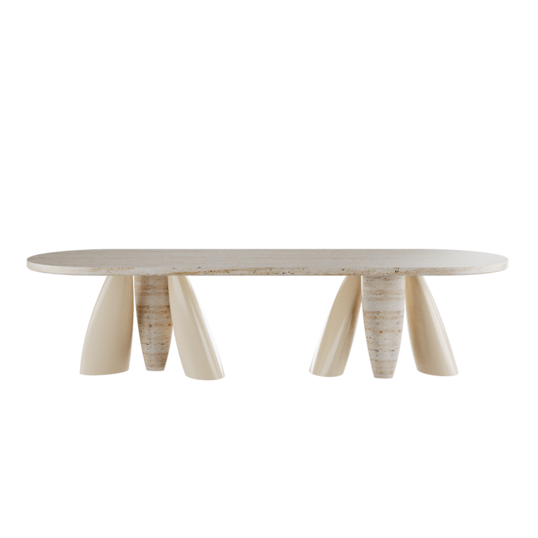 Billie Oval Dining Table Travertine by HOMMÉS Studio