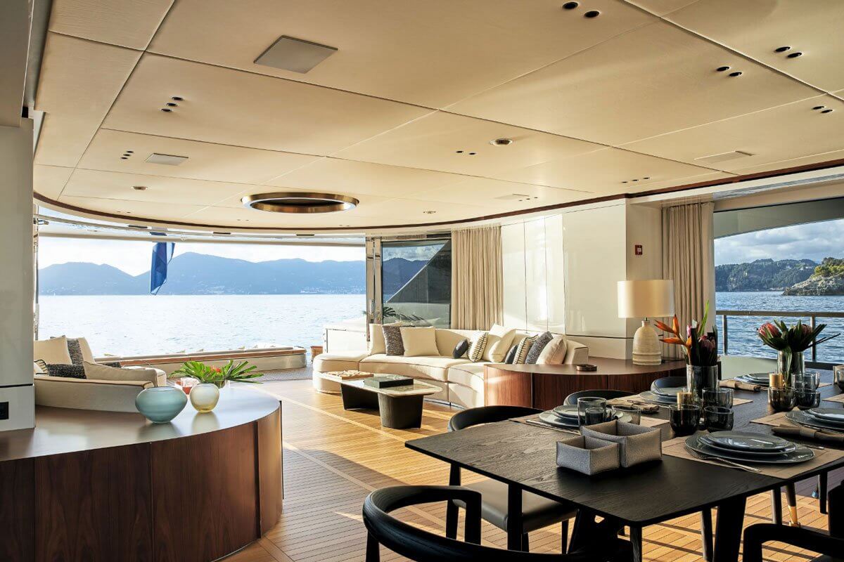 Living Room of Luxury Penthouse on-board Benetti yacht