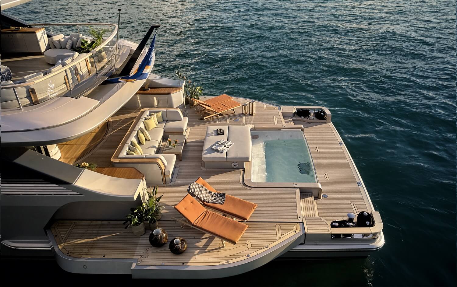Outdoor space at Luxury Penthouse on-board Benetti yacht
