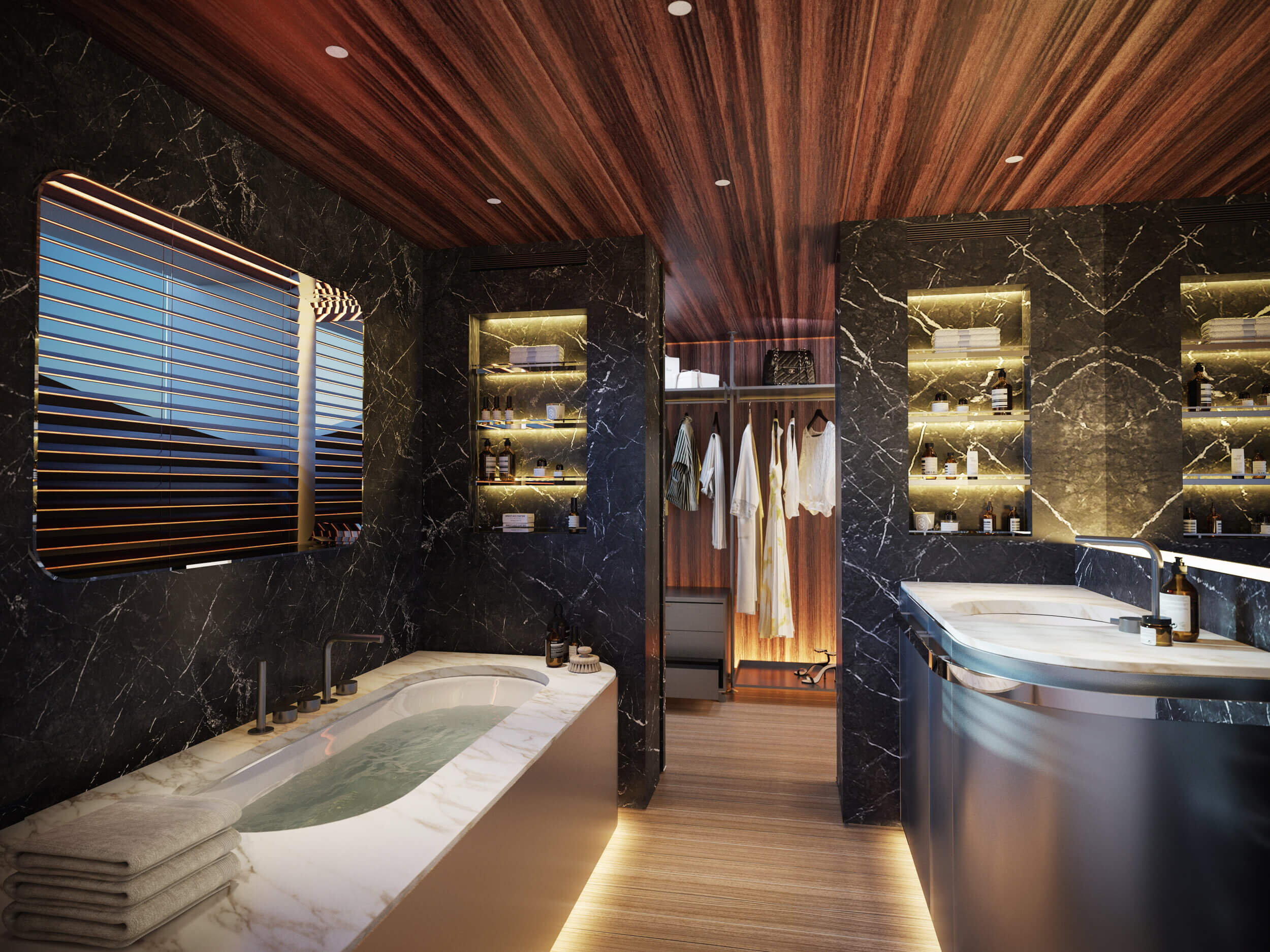 Bathroom at Luxury Penthouse on-board a Benetti yacht