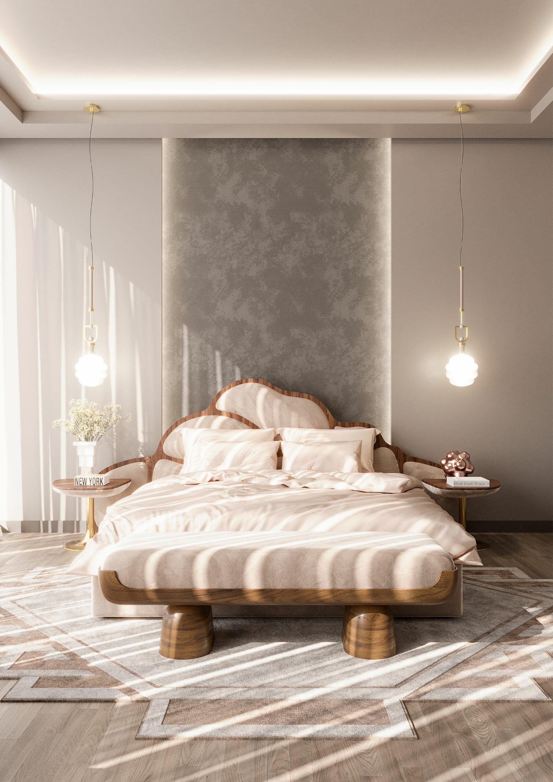 romantic bedroom decor in neutral colors
