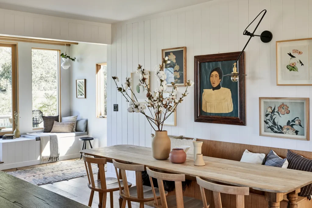Classic Scandinavian dining table and Asian-inspired artwork 