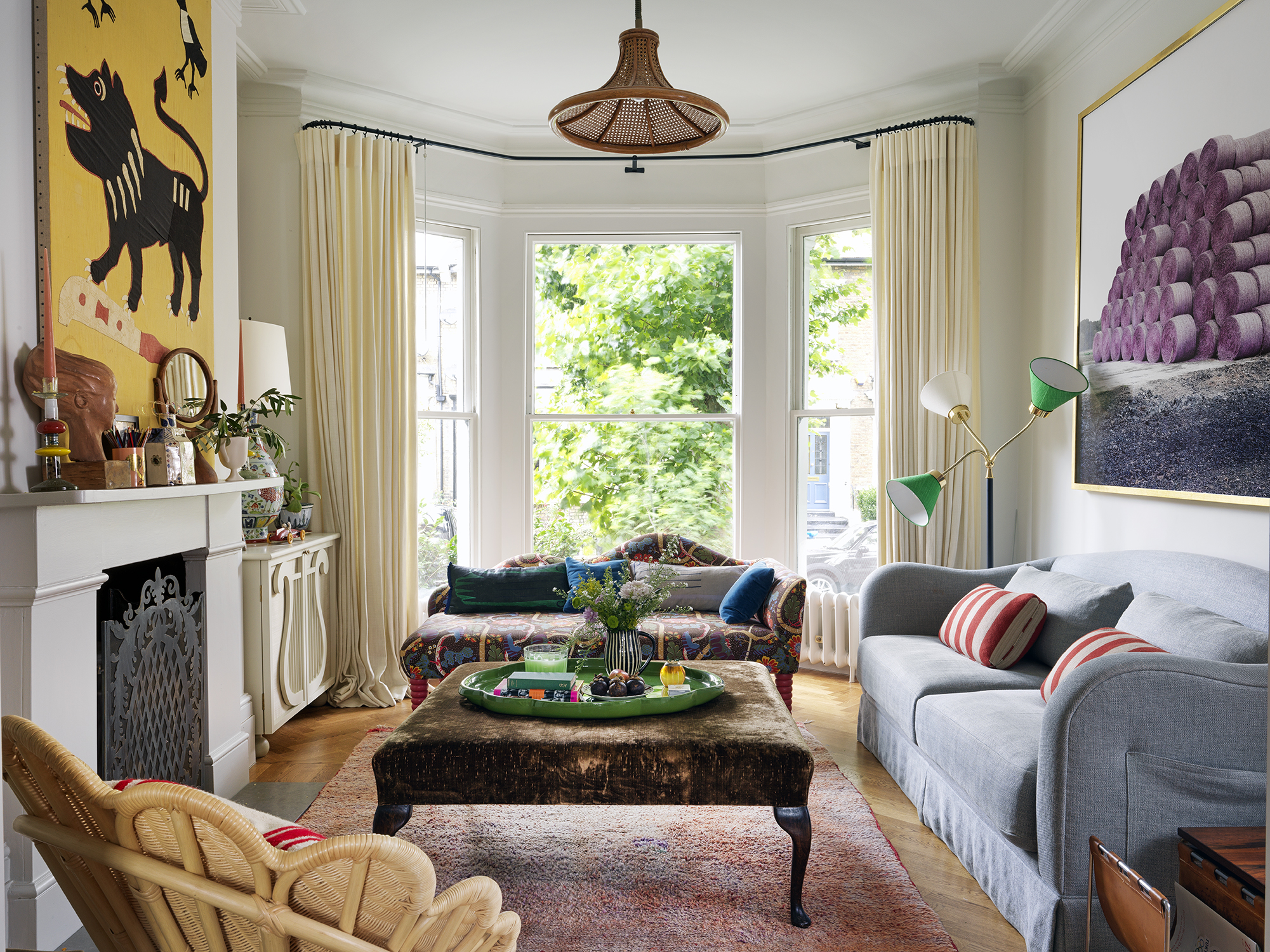 The colorful living room of Beata Heuman's eclectic home
