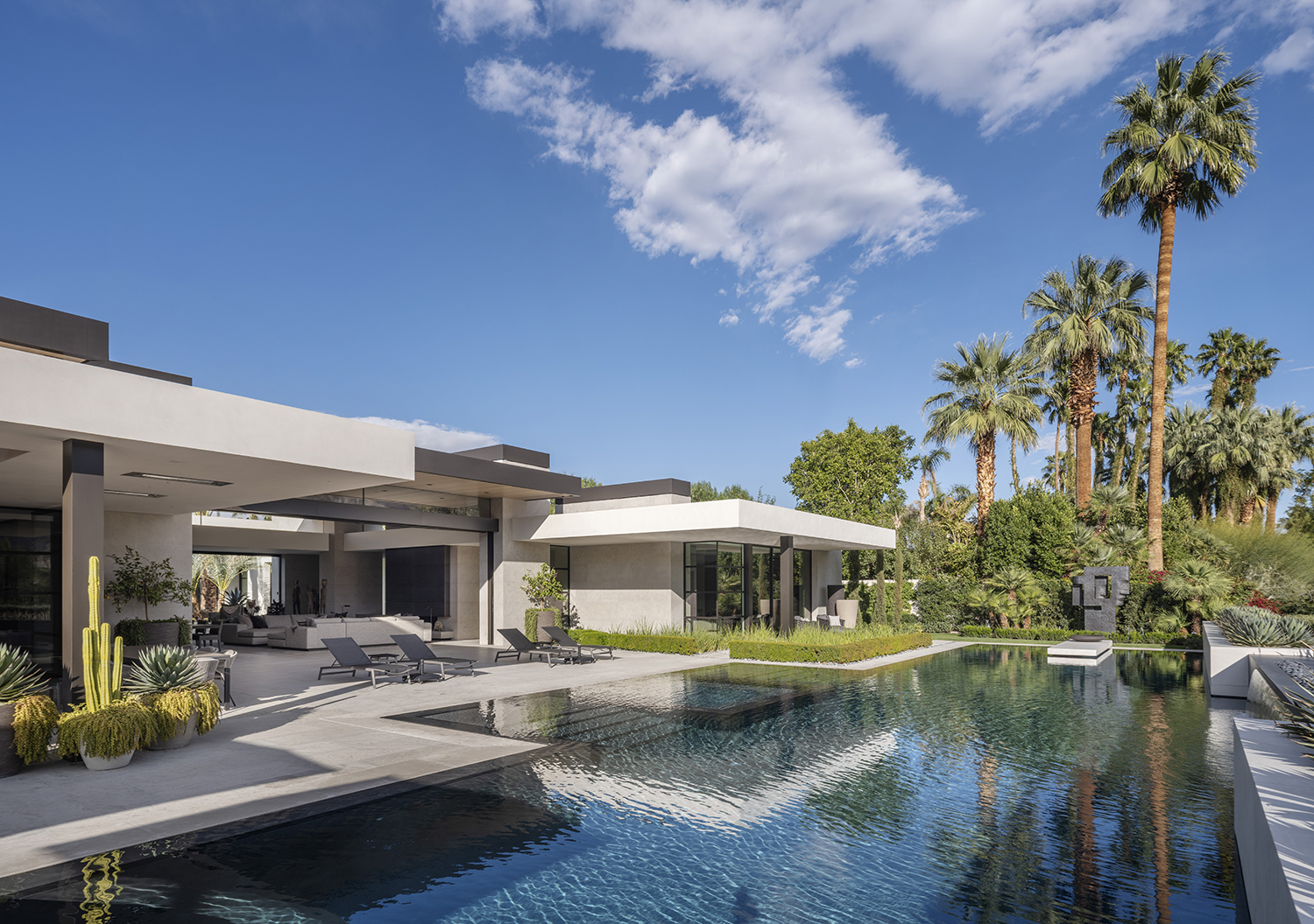 Modern california desert home featuring an impressive pool