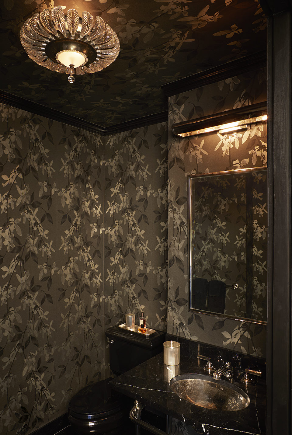 Modern sophisticated bathroom in dark tones