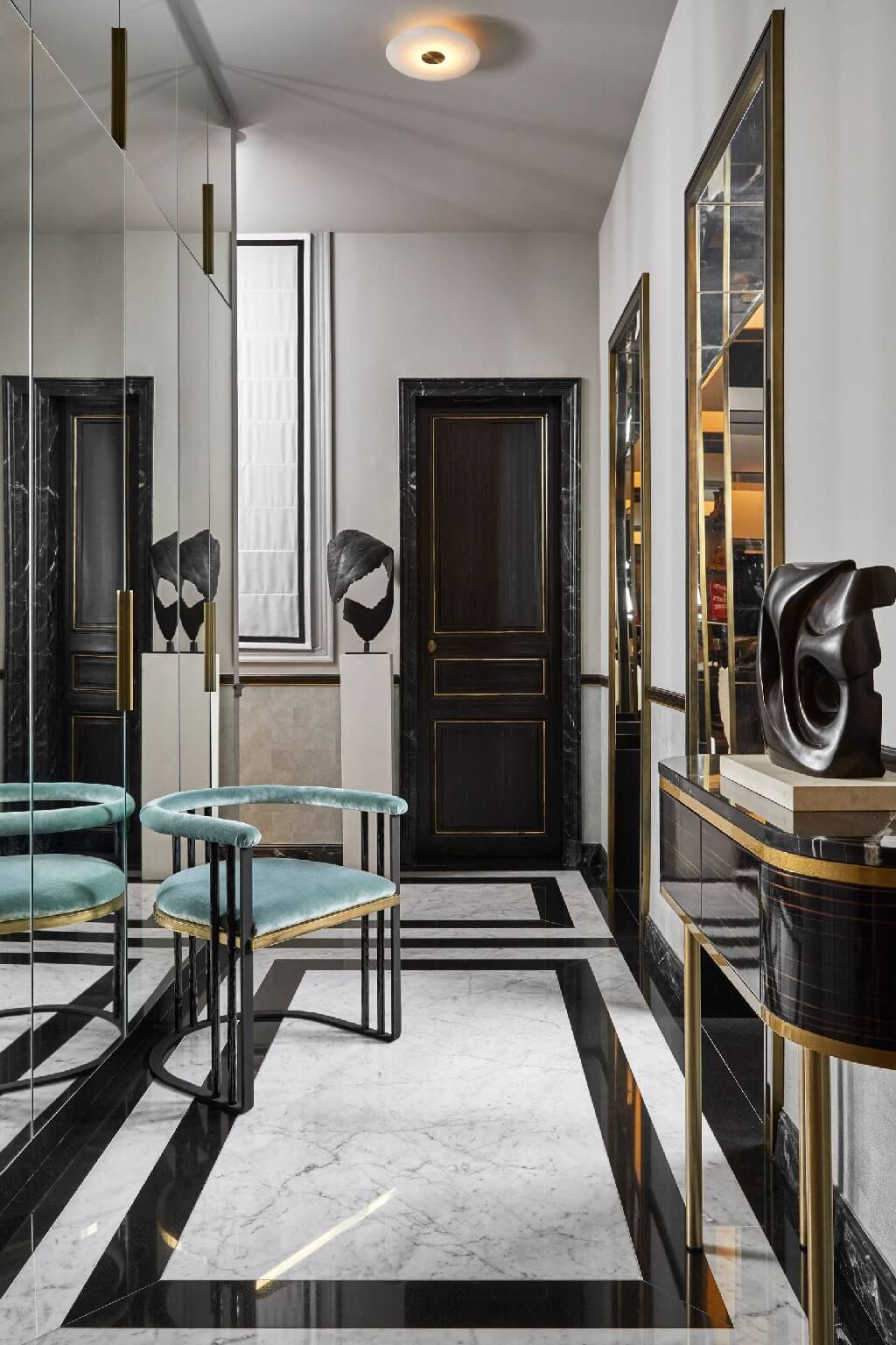 neo art deco black and white interior design