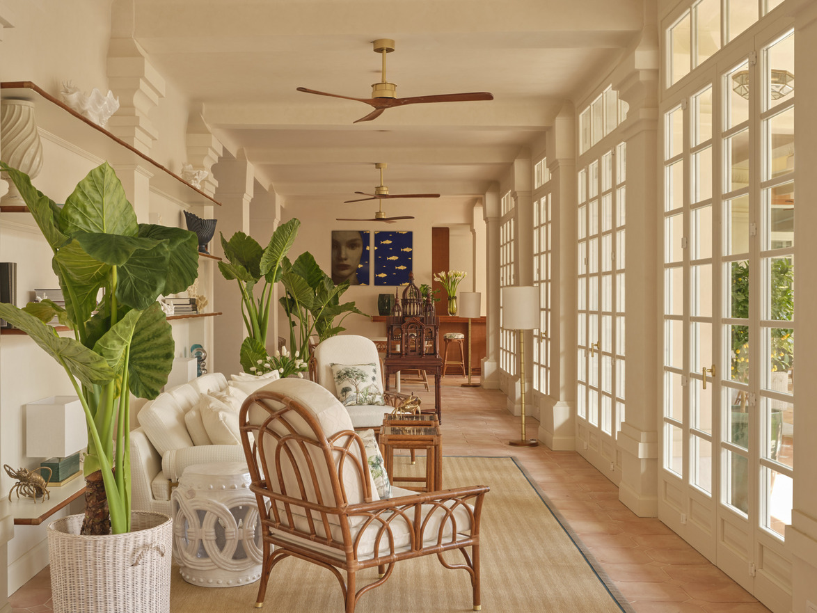 Pensione America: A Luxury Boutique Hotel with Soul, sunroom with wooden furniture, plants in pots, plenty of natural light