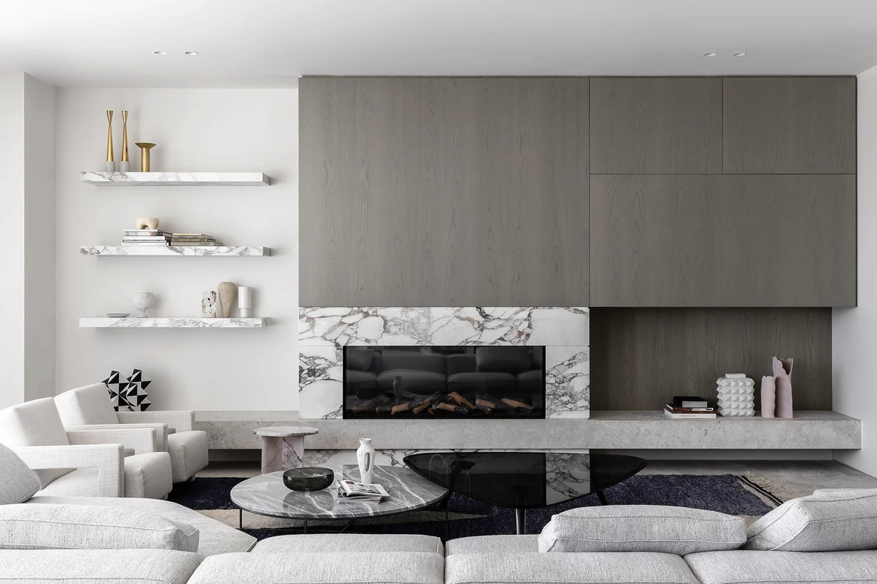 modern living room full of marble details