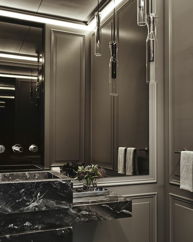 bathroom featuring a marble counter