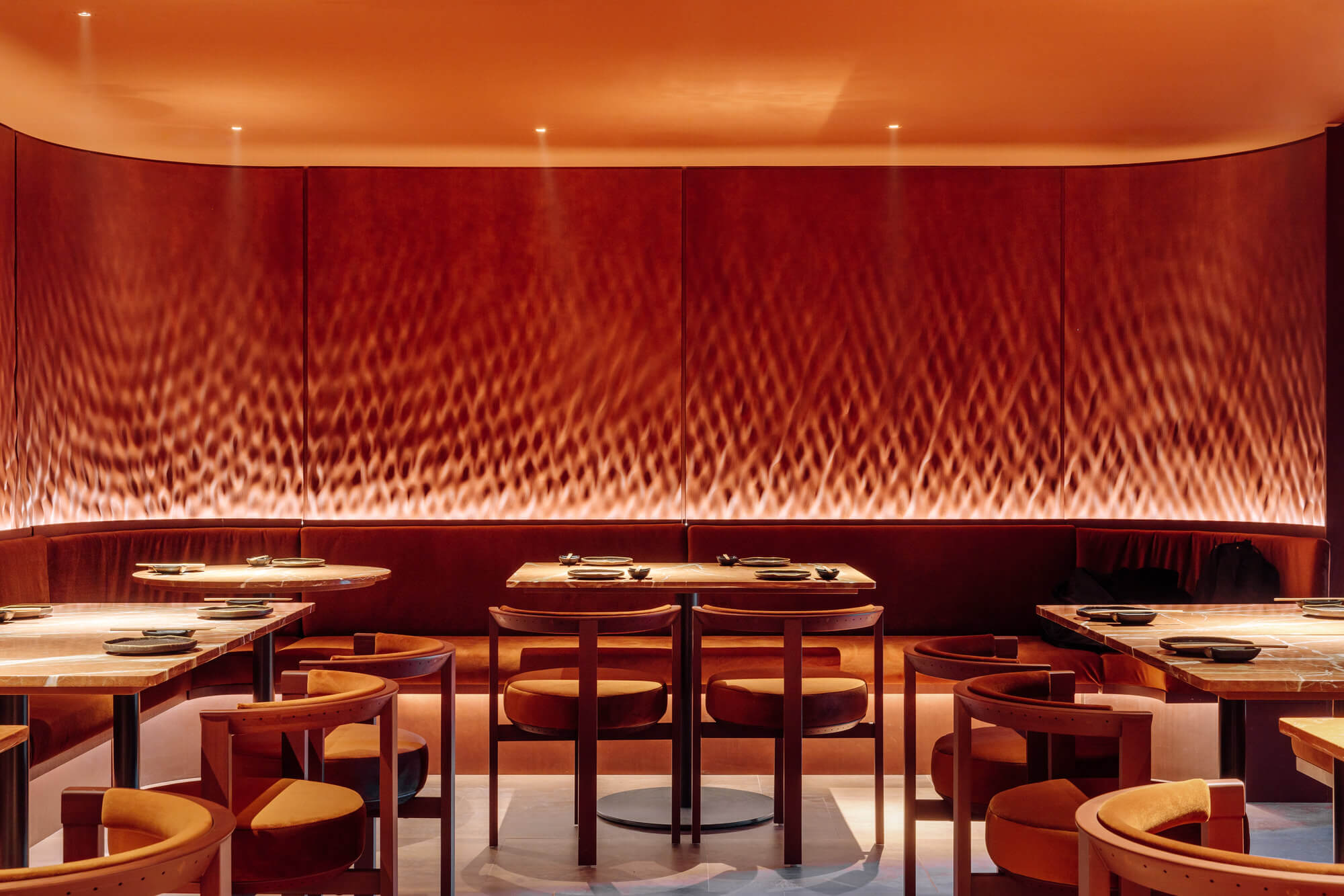 Dramatic Dining Room in Earthy Hues at Restaurant in Lisbon