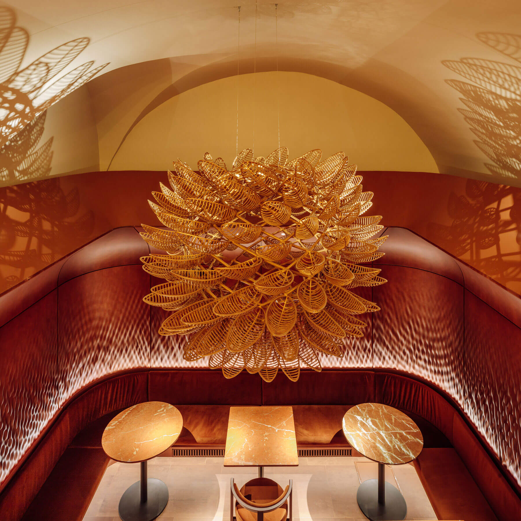 Sculpture in Rusty Red Hues for Earthy Tone Restaurant in Lisbon