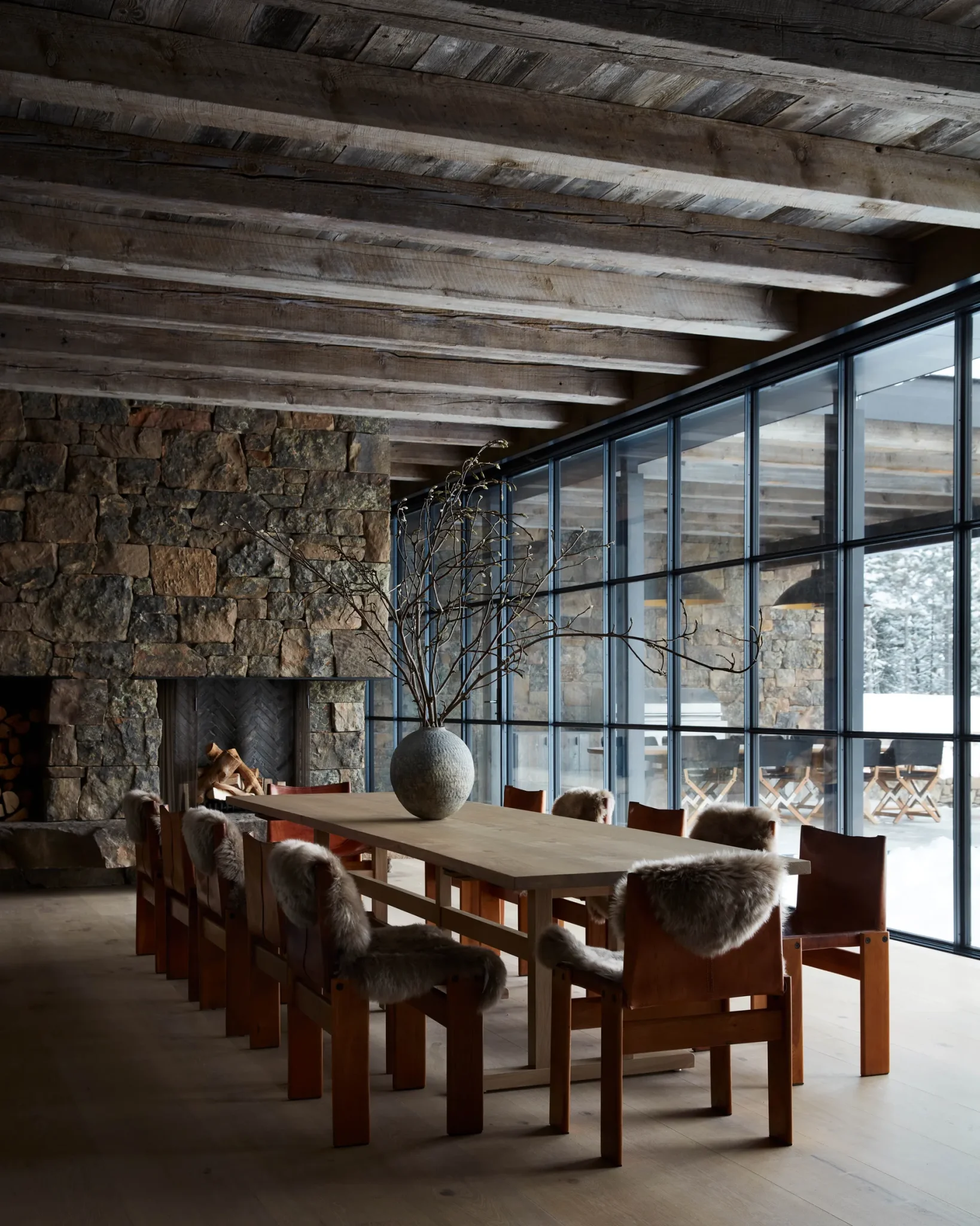 winter chalet dining room by architect Greg Matthews and the interior designer Olivia Williams