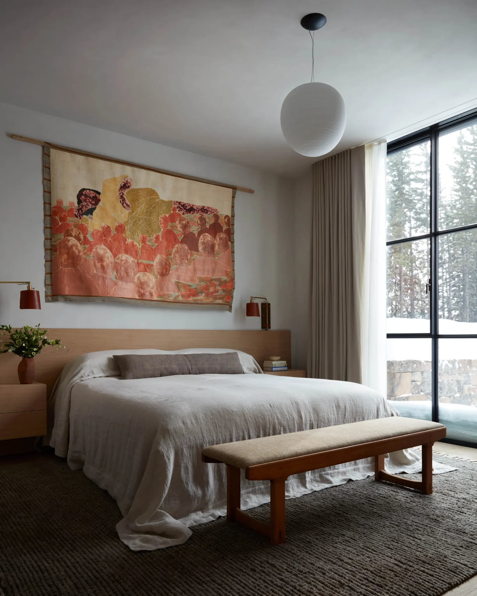 winter chalet bedroom by architect Greg Matthews and the interior designer Olivia Williams