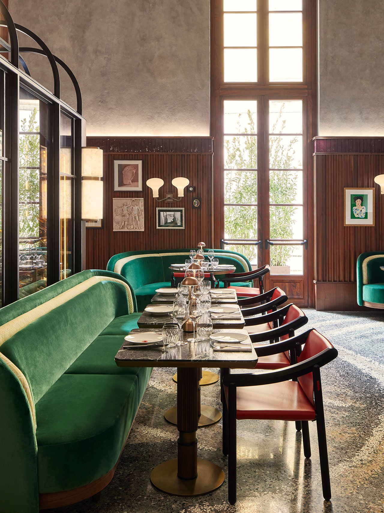 Restaurant design in mid-century italian style