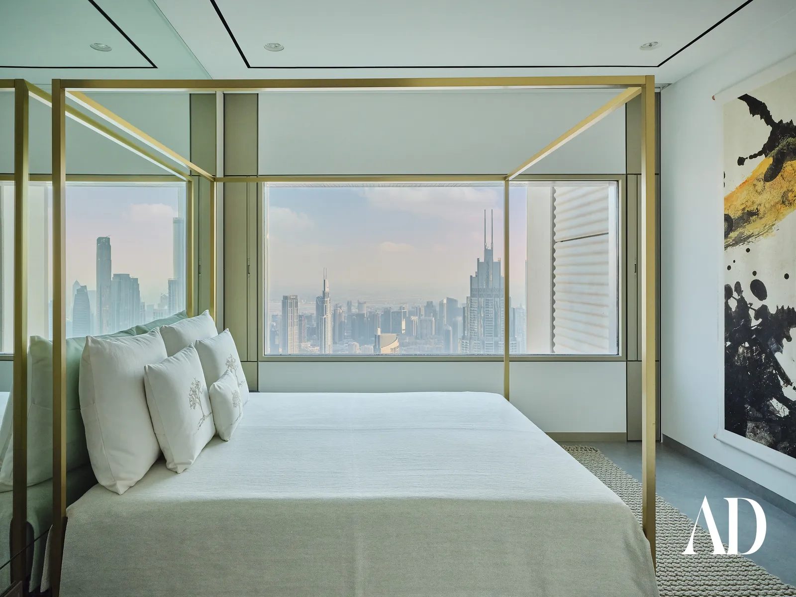 The Art of Minimalist Luxury: Inside a Dubai Penthouse Inspired by Nature , bedroom with plenty of natural light and stunning view