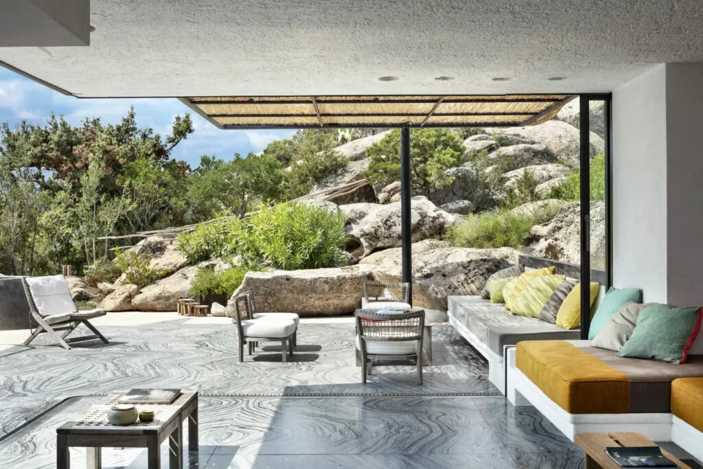 Brutalist decor terrace living room