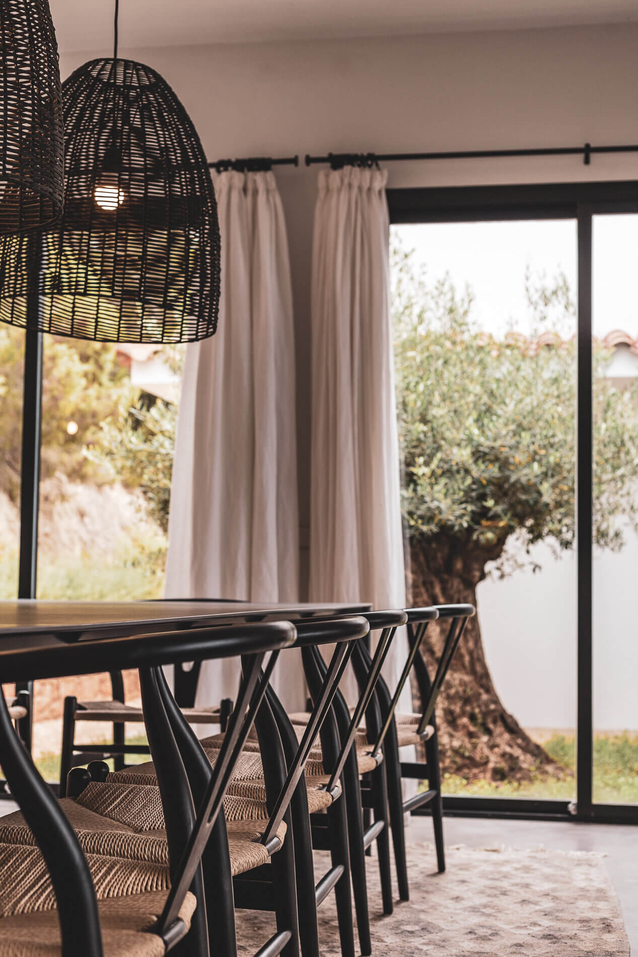 Dining room of elegant villa in ibiza designed by theresa obermoser