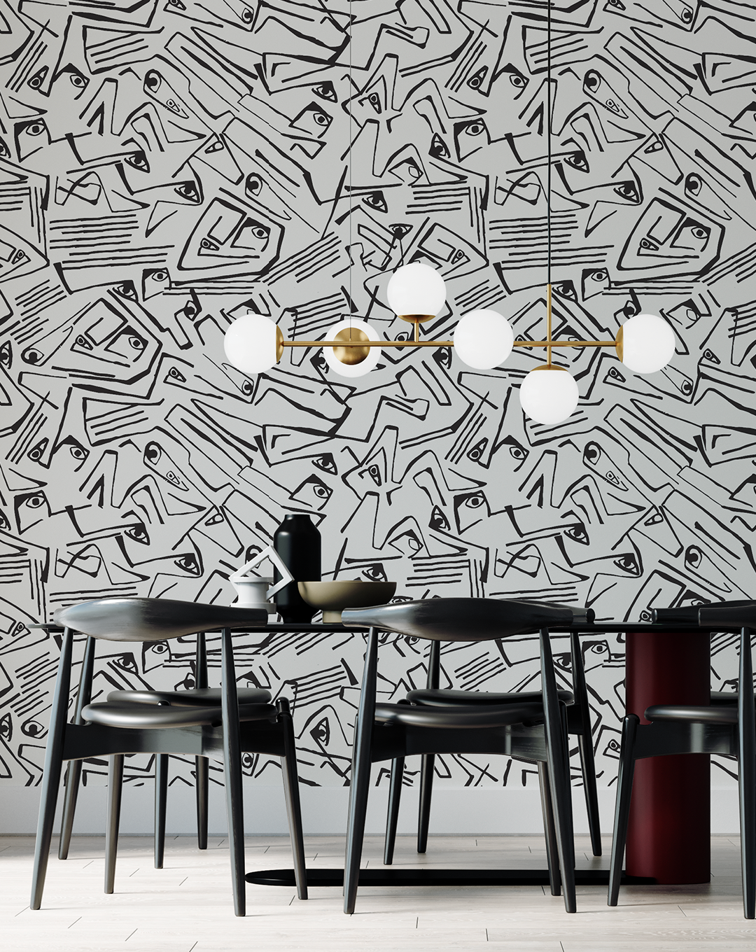 Picasso black and white wallpaper by Gallery Design Store