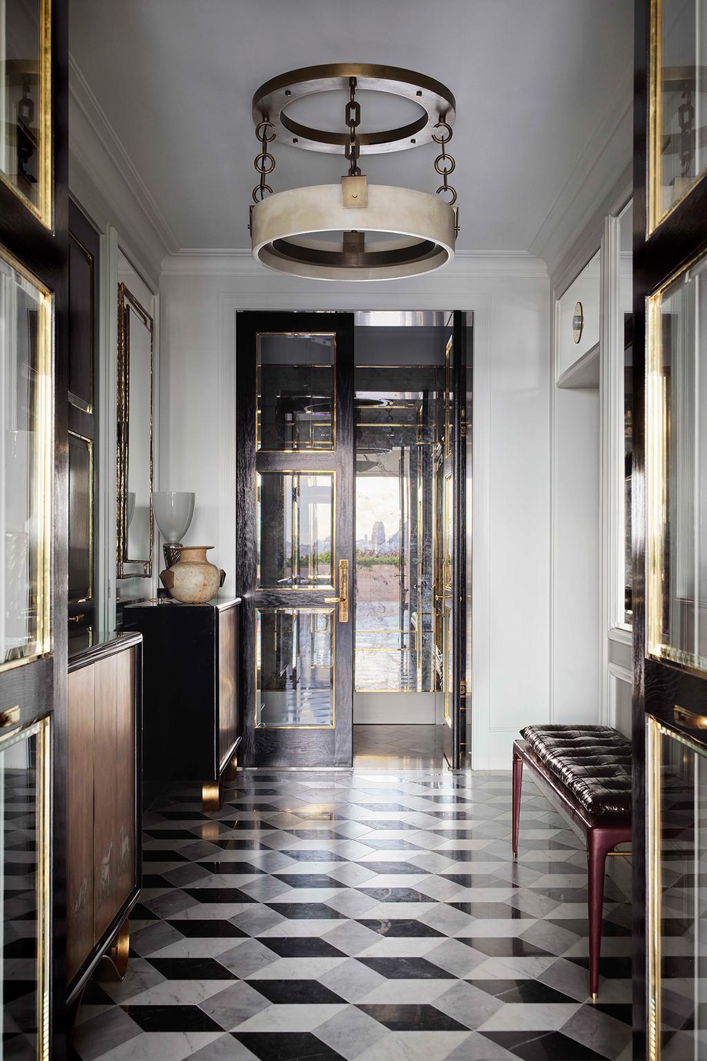 Lavish entry in black and gold tones