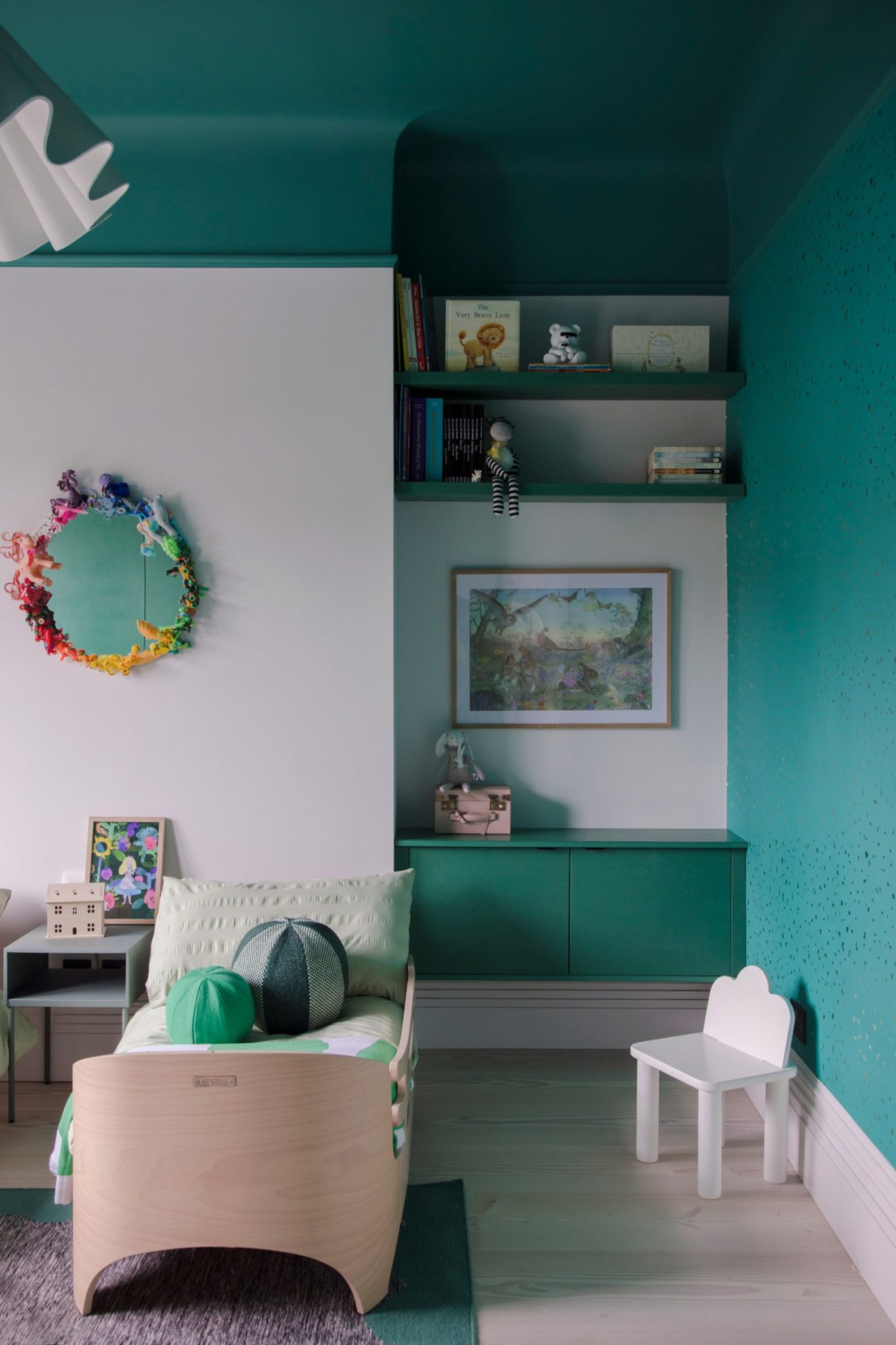 kids room with green palette