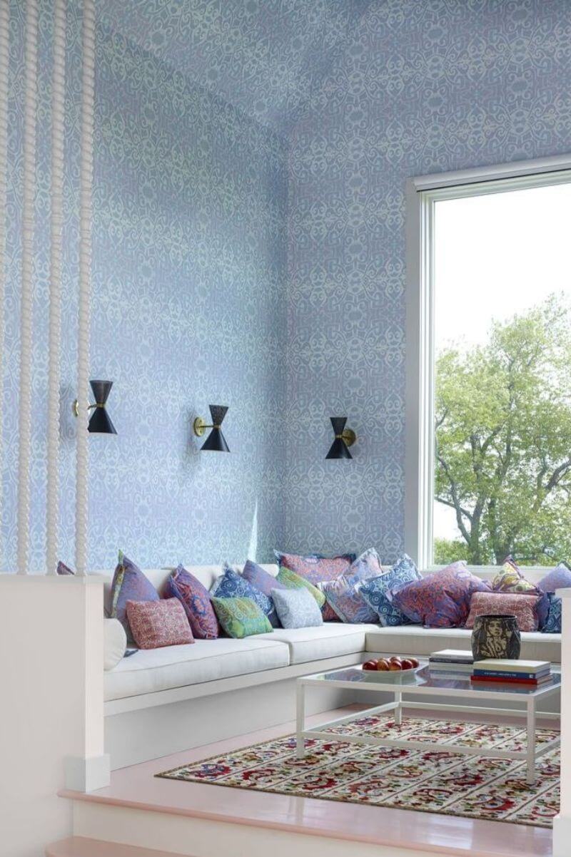 Moroccan Living Room with Stunning Wallpaper Ideas