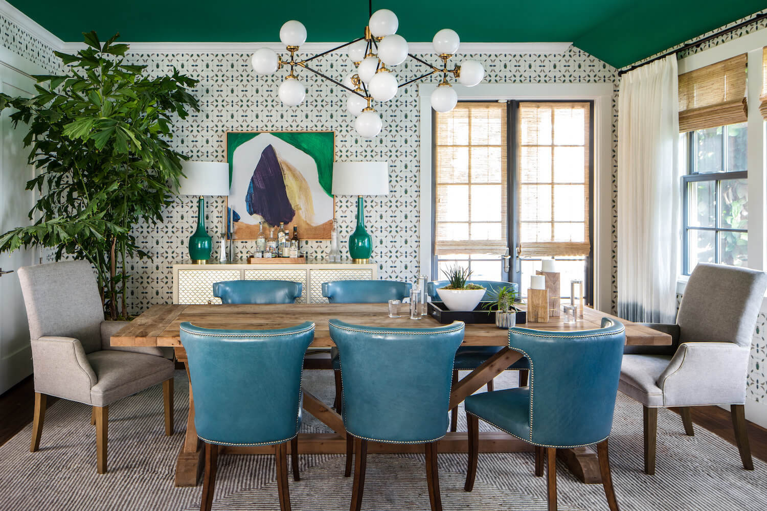 Retro Dining Room with Wallpaper