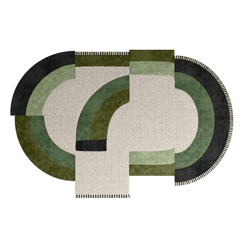 Zaid rug is a round rug with an oval shape, ideal to add movement and liveness to a rectangular room. Zaid rug is a well-appointed interior.