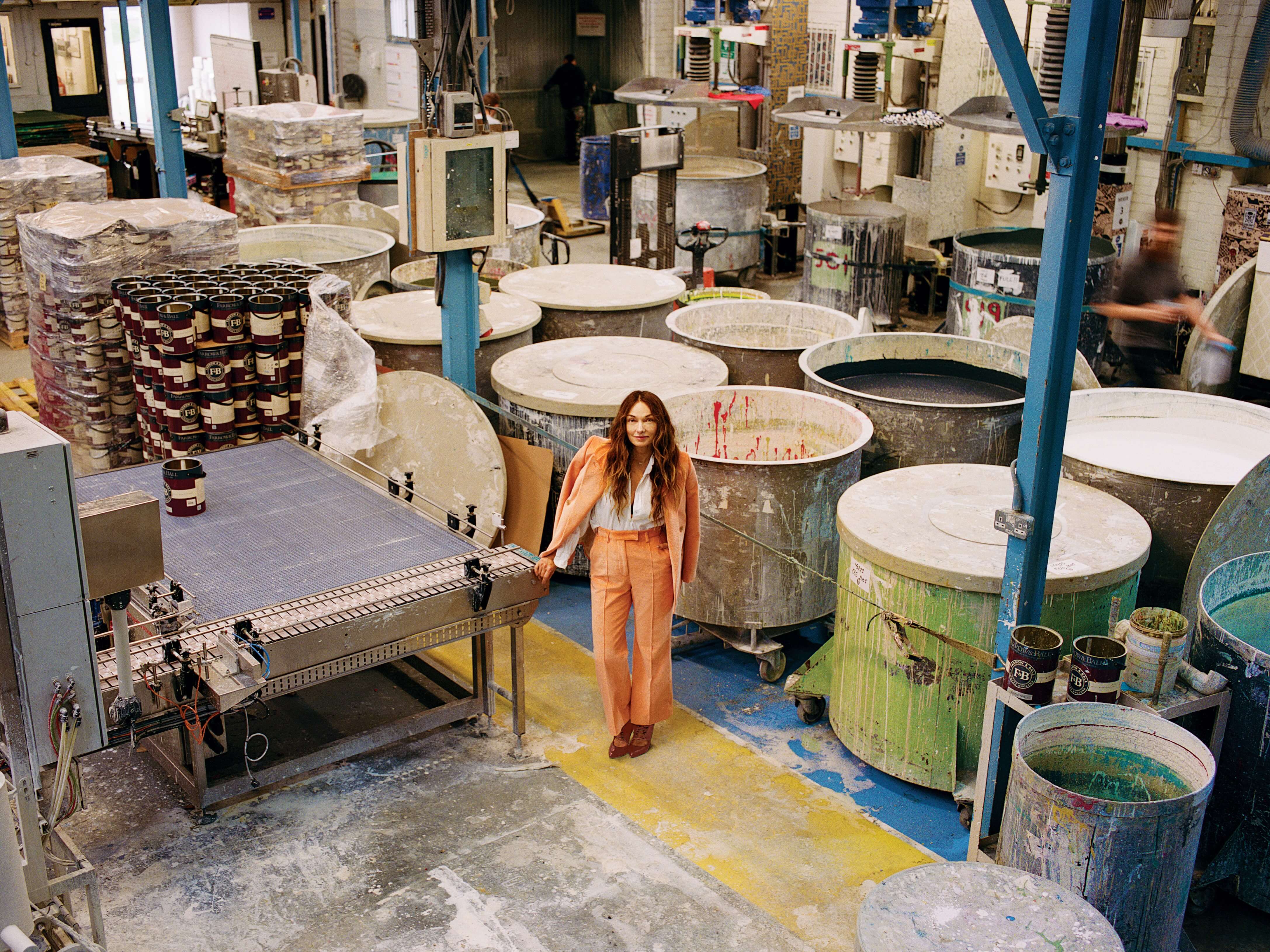 Kelly Wearstler at Farrow and Ball Headquarters to develop her paint collection