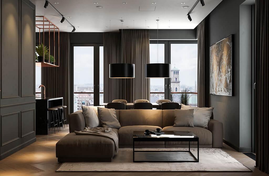 Dark Modern Living Room