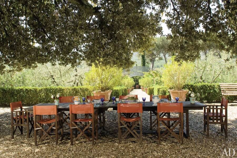 Italian Summertime Landscape with Outdoor Dining Area