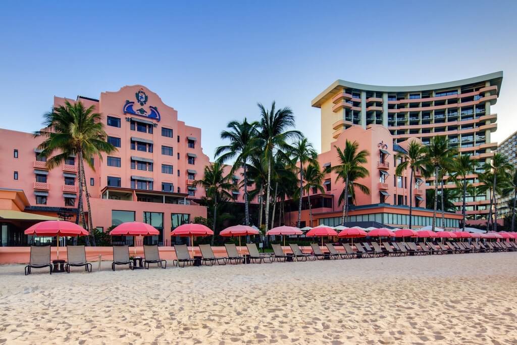 The Royal Hawaiian Pink Hotel in Oahu