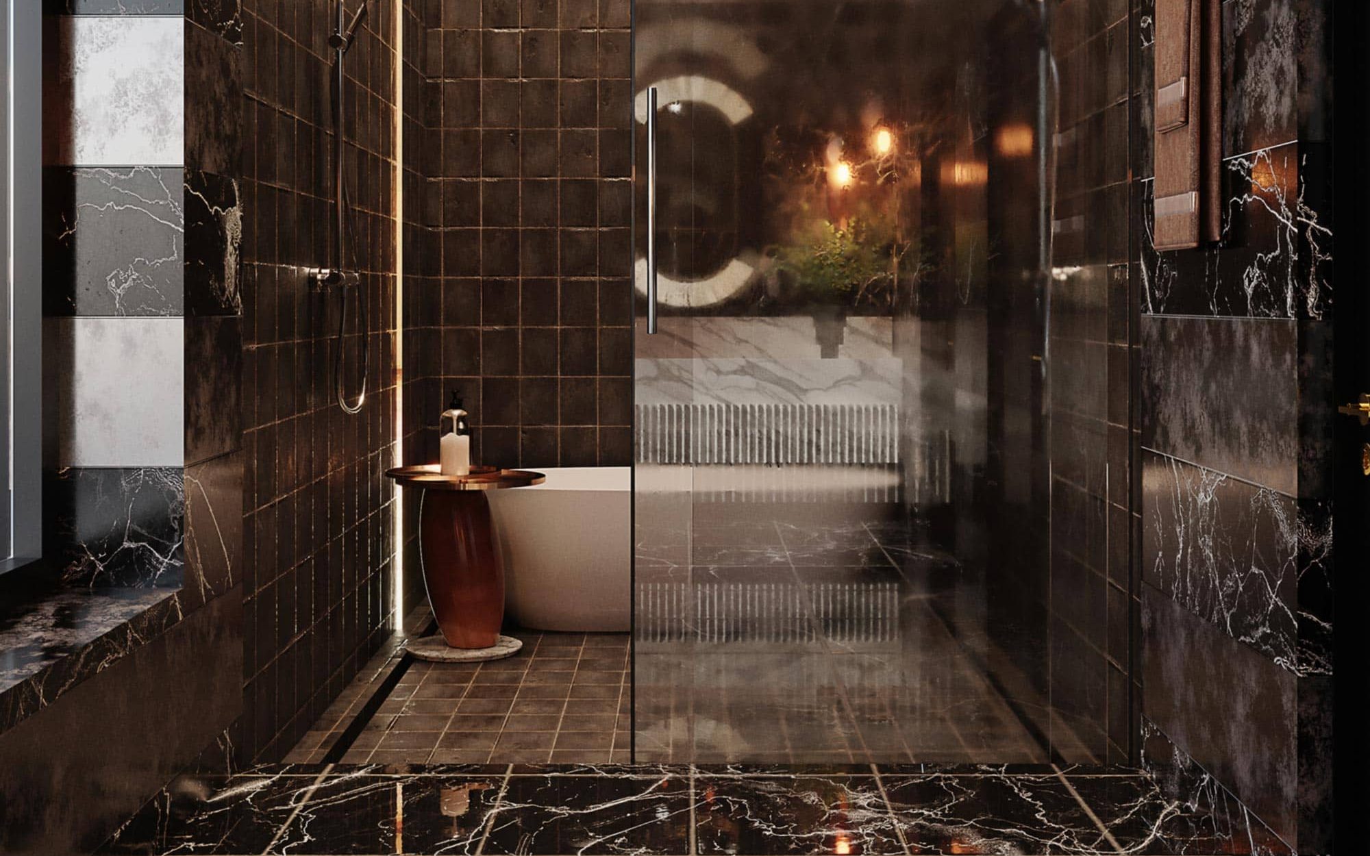 Bold bathroom design with statement piece furniture by HOMMÉS Studio