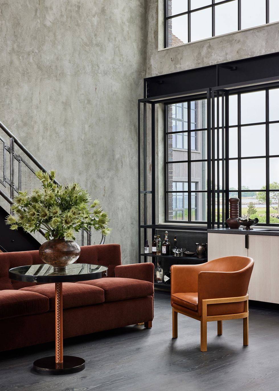 Industrial Interior design with metal and earth tones