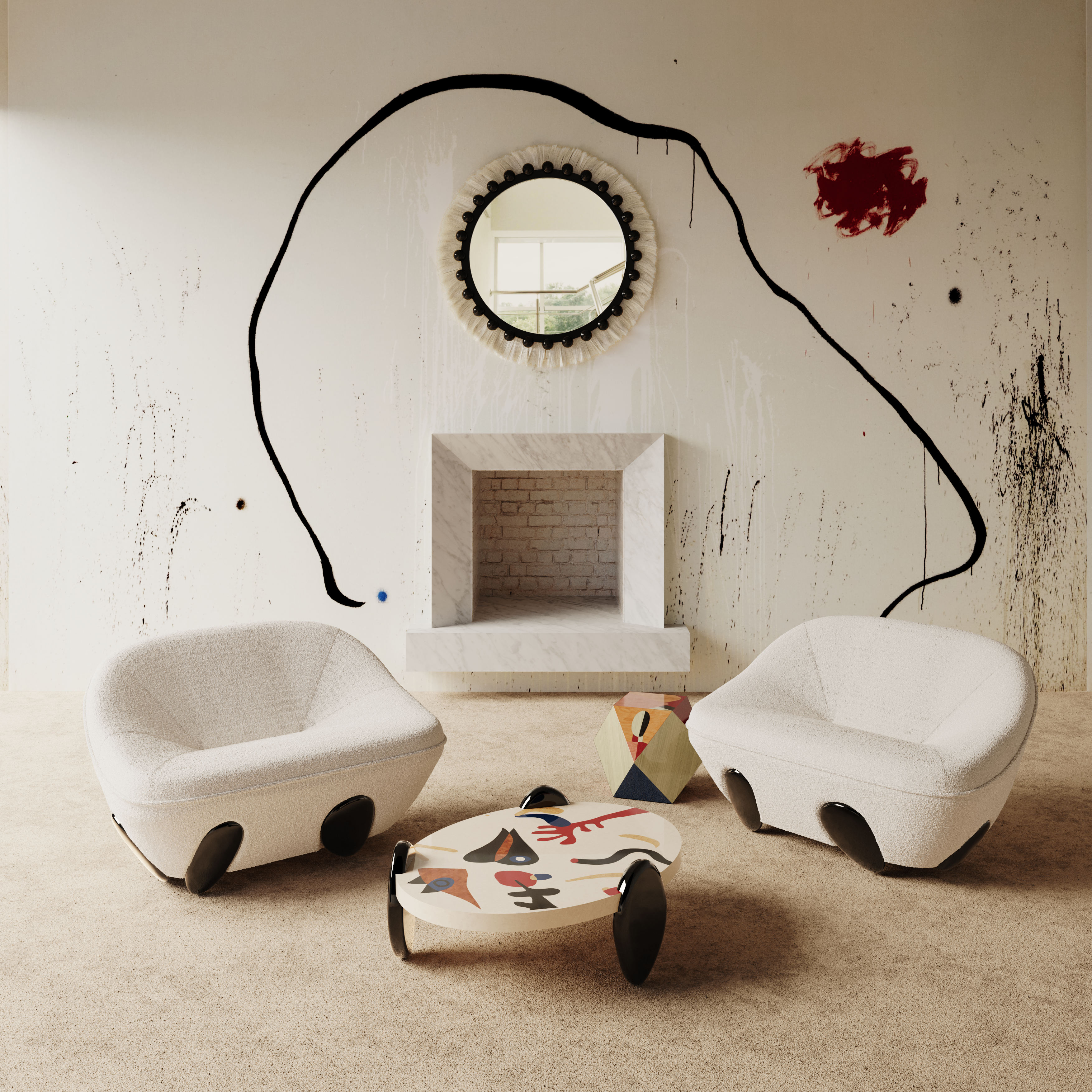 Marquetry furniture interior by Hommés Studio