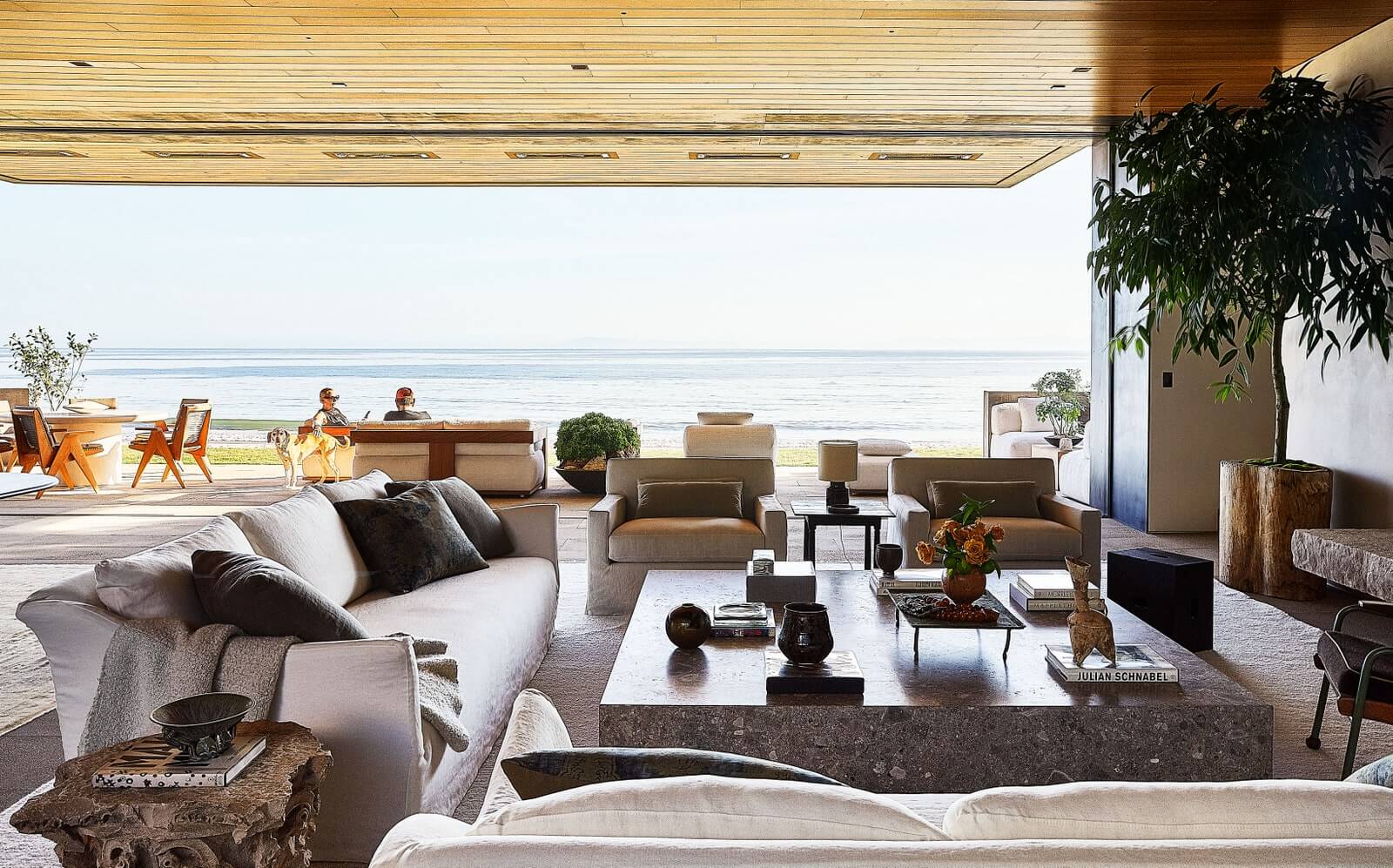 Modern Eclectic Living Room at Barry and Sheryl Schwartz's Beach House