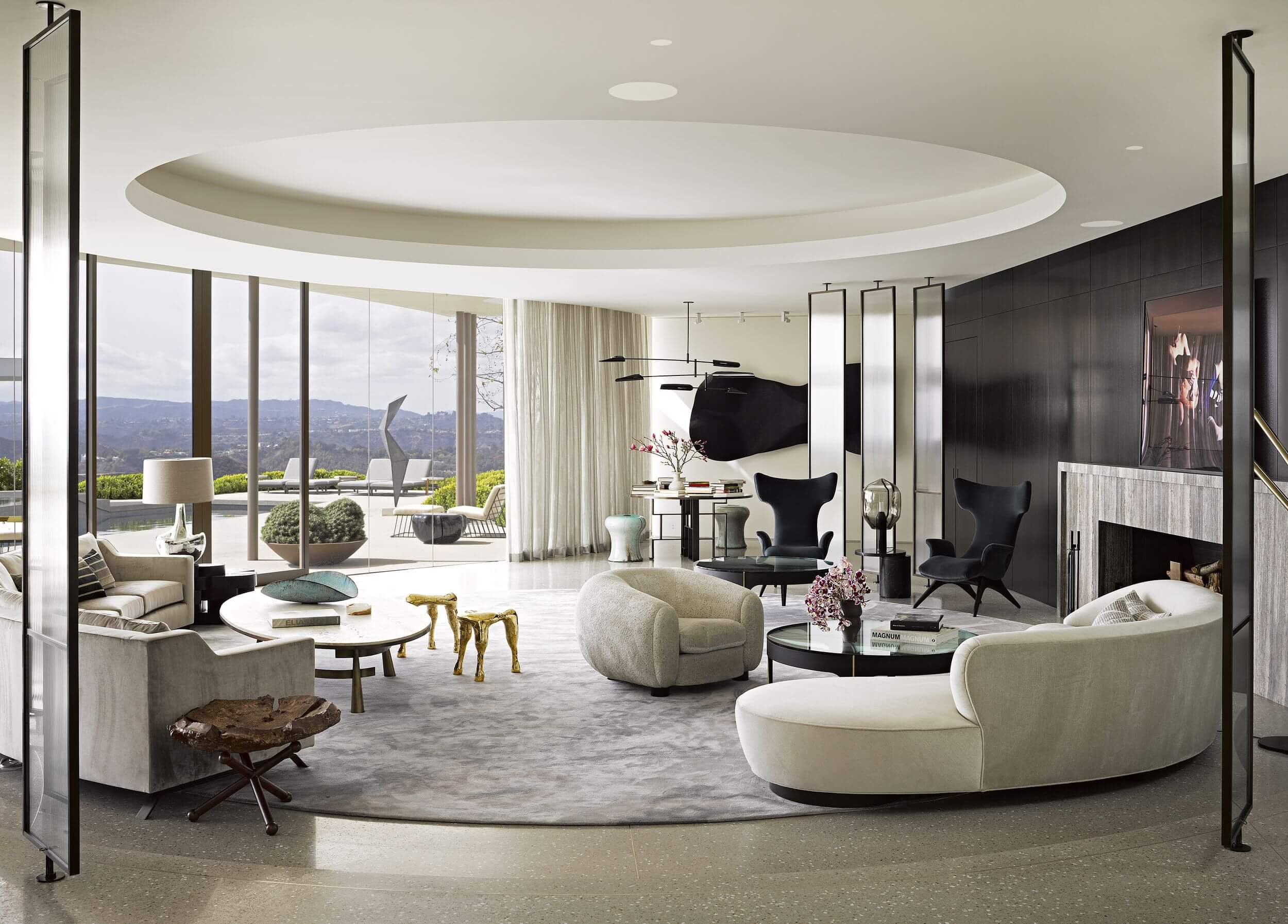 Jamie Bush living room with round sofas